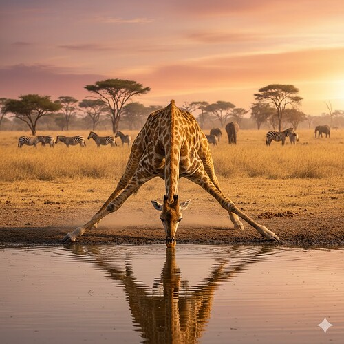 Giraffe Drinking