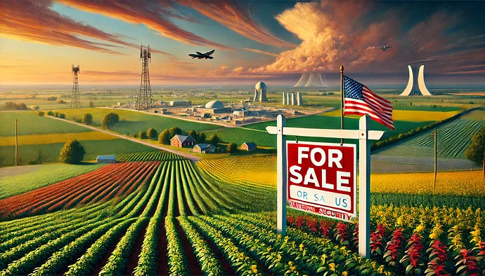 DALL·E 2025-01-13 09.13.12 - A symbolic and thought-provoking image depicting a sprawling U.S. landscape with key elements symbolizing agriculture, infrastructure, and national se