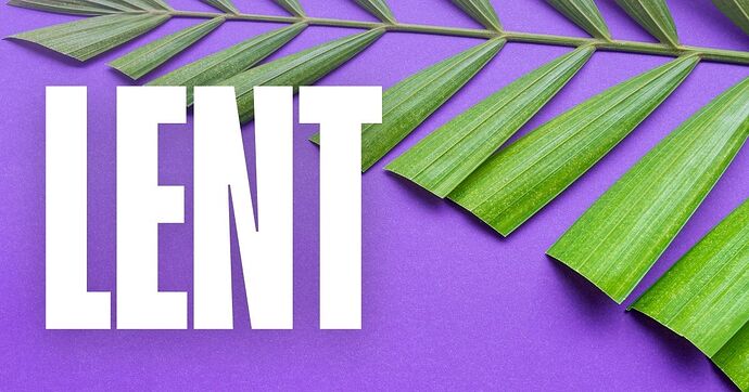 Lent on purple background with palm branch