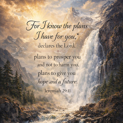 Jeremiah 29_11 over majestic waterfall